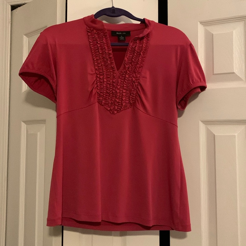 LAST CHANCE BEFORE DONATING! Ruffled blouse in fuchsia by Style & Co., medium